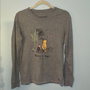 Life is Good “Nature is Magic” Gray Long Sleeve Shirt, featuring Winnie the Pooh